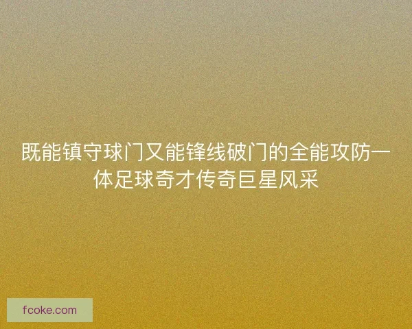既能镇守球门又能锋线破门的全能攻防一体足球奇才传奇巨星风采